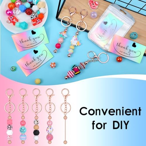 Sasylvia 60 Pcs Beadable Keychain Bars Bulk,Rose Gold - Image 6