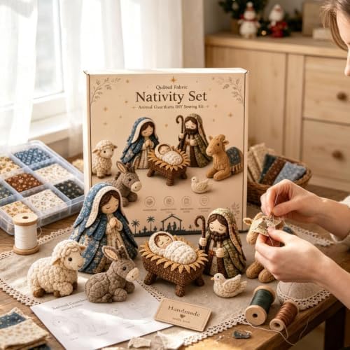 DIY Quilted Fabric Nativity Set Sewing Kit, Detailed Hand-Stitch Holy Family Manger Craft Set, Nativity Ornament Making Project for Home Display & Faith-Based Decor Creation for Adults，Type B - Image 2