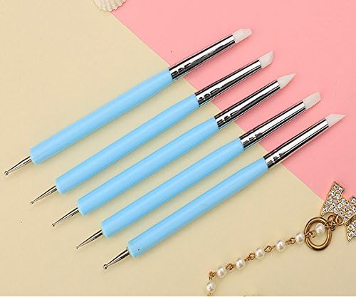 Ecjiuyi 9PCS Sculpting Tools,4PCS Double-Ended Metal Ceramic Clay Ball Stylus Dotting Tools and 5PCS 2 Way Silicone Polymer and Embossing Paper Flower Indentation Tool Set - Image 6
