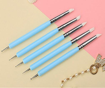 Ecjiuyi 9PCS Sculpting Tools,4PCS Double-Ended Metal Ceramic Clay Ball Stylus Dotting Tools and 5PCS 2 Way Silicone Polymer and Embossing Paper Flower Indentation Tool Set - Image 6