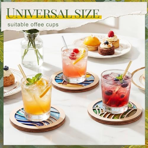 Reallnaive Wood Coasters Painting Kit DIY Craft, 24 Pcs, Landscape - Image 5