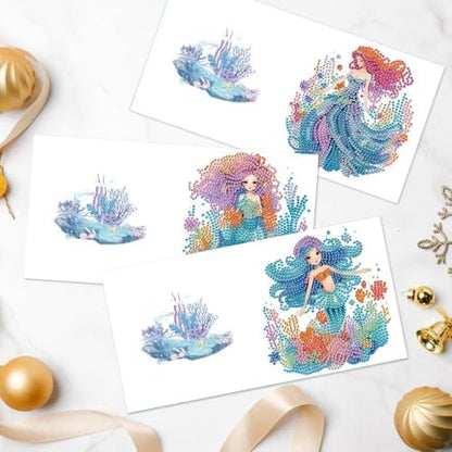 Focart 6-Pack Mermaids Diamond Painting Greeting Card Kits, Special Shaped Diamonds Painting, DIY Handcraft for Relatives and Friends with Wishes,Unique Design Crafting for Birthday or Holiday Cards - Image 6