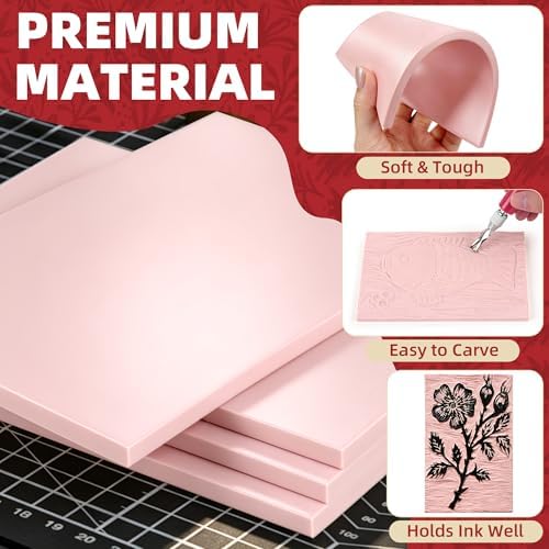 Joygineer Linocut Kit for Printmaking - Block Printing Kit with 4 Soft - Image 3