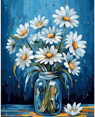 Natuyalo Paint by Numbers for Adults Beginner, Daisy in the Vase Acrylic Easy Paint by Numbers Kits Flowers Craft Kits for Adults Suitable for Home Wall Decoration Flameless 16x20 Inch by Natuyalo
