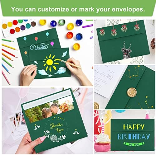 50 Packs 5x7 Envelopes, A7 5x7 Envelopes for Invitations, Printable Invitation Envelopes Self Seal for Weddings, Invitations, Photos, Greeting Cards, Mailing (Dark Green) - Image 5