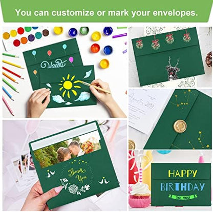 50 Packs 5x7 Envelopes, A7 5x7 Envelopes for Invitations, Printable Invitation Envelopes Self Seal for Weddings, Invitations, Photos, Greeting Cards, Mailing (Dark Green) - Image 5
