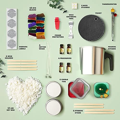 CraftBud Candle Making Kit - 58 Pieces Soy Candle Making Kit - Complete Candle Maker Kit - Best Candle Maker Kit for Adults and Beginners - Candle Kit with 16 Colors, Full Candle Kit - Image 2