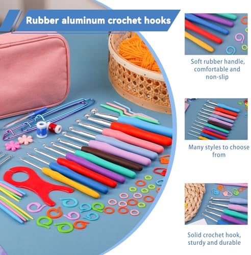 Crochet Hook Set 120Pcs Crochet Needles Kit Ergonomic Soft Grip Handles - Image 4