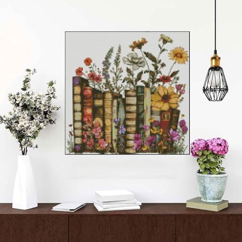 MYBISYMQQ Stamped Cross Stitch Kits - Flower Embroidery Starter Kit for Adult Beginners, Cross Stitch Kits Embroidery Kit Arts and Crafts for Beginners 13.7x13.7 inch - Image 5