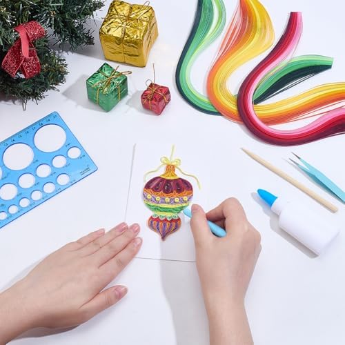 WEBEEDY 20 Sets Christmas Ball Paper Quilling Kit Handmade Christmas Greeting Card with Envelopes 3D Wreaths Card Making Kit with Instuction for Adult Beginner Holiday Decor Gift - Image 4