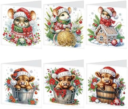 LazyFold 6 Pcs Diamond Art Painting Greeting Cards Kits, DIY Christmas Theme Handmade Festival Greeting Cards with Envelopes Diamond Art Crafts Birthday Cards Creative Gift by LazyFold