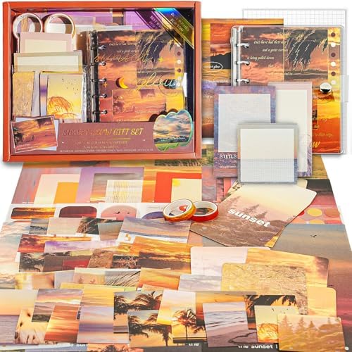 Scrapbooking Supplies Kit, A6 Grid Notebook, Vintage Junk Journaling Kit by Aromoty