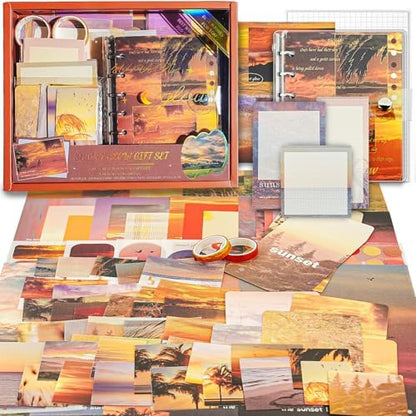Scrapbooking Supplies Kit, A6 Grid Notebook, Vintage Junk Journaling Kit by Aromoty