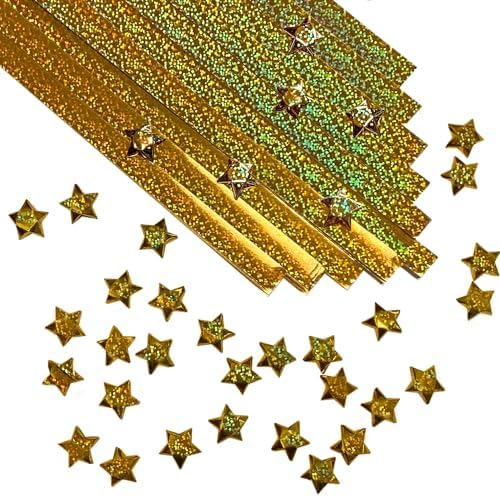 500-Strips Gold Sparkle Foil Paper Strips for Making Origami Stars, Lucky Stars, Puff Stars. Reflective Mirror Shiny Paper Strips, 0.5 x 11 inch. (Gold Sparkle Foil, 500) by OrigamiJoy