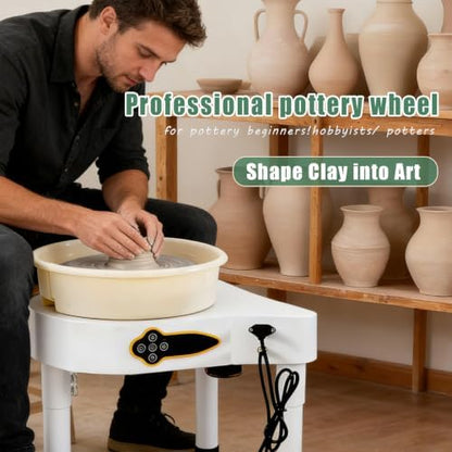 11 inch Pottery Wheel Machine,350W Direct Drive Motor,with LCD Panel，Adjustable Speed Foot Pedal Control,Detachable Basin,Clay Tools for Kids, Adults, Beginners, Art Craft Work Home DIY - Image 2