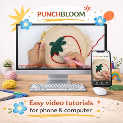Punch Needle Coaster Kit for Adults Beginners, Easy Punch Embroidery Starter Set with Instructions – Fun Mug Rug Making Kit for Table Decor & Festival DIY Gifts (6pcs Cute Fruits) - Image 4