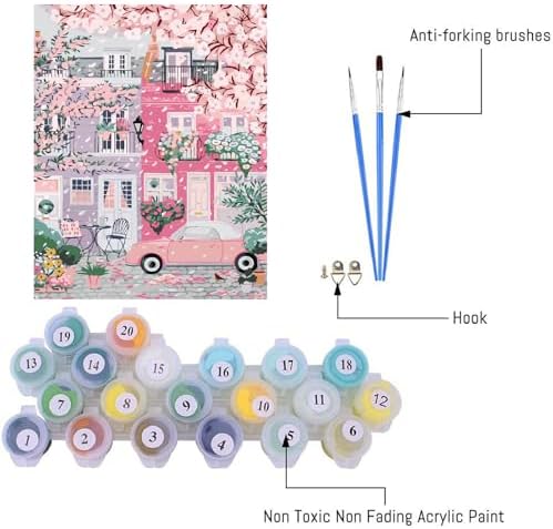 Paint by Numbers Kit for Adults,Cityscape DIY Paint by Number 16x20 In - Image 3