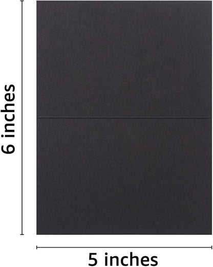 50 Pack Blank Cards Folded Cardstock Thank You Blank Greeting Cards for Invitations, Wedding, Greeting Cards, All Occasion DIY (Black, 3x5)
