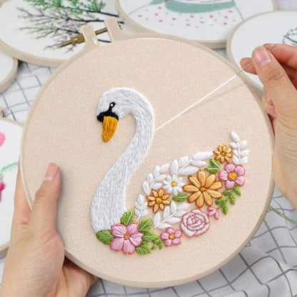 Louise Maelys Swan Floral Embroidery Kit for Beginners DIY Gift Set - Image 5