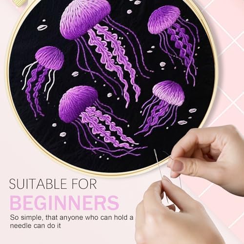 Huacan Embroidery Kit for Beginners,Flower Embroidery Kits for Adult, Needlepoint Kits for Adults with Stamped Patterns - Image 4