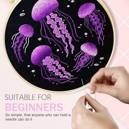 Huacan Embroidery Kit for Beginners,Flower Embroidery Kits for Adult, Needlepoint Kits for Adults with Stamped Patterns - Image 4
