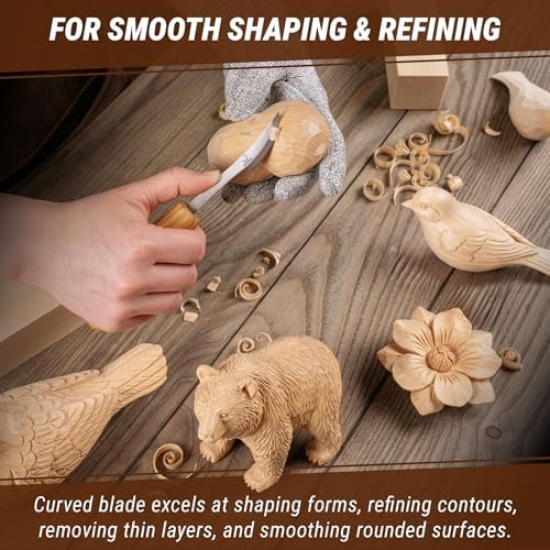 BeaverCraft Sloyd Chip Wood Carving Palm Chisel Knife C17P for Beginners and Professionals, Basswood Carving Unfinished Wooden Blank Set BW7 - Image 4