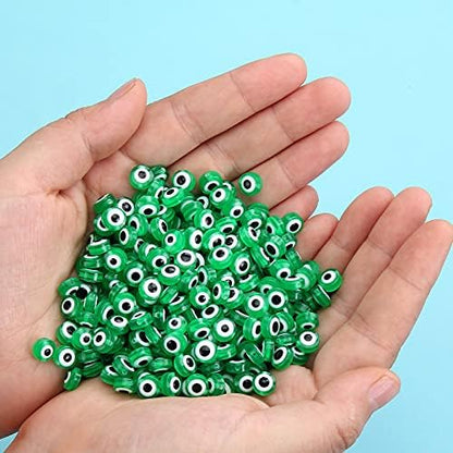 200pcs Evil Eye Beads Green Resin Lampwork Beads for DIY Jewelry Bracelet Ring Necklace Amulet Decoration Craft Making (Green) - Image 5