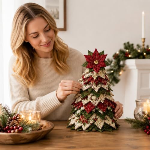 DIY Quilted Christmas Tree Kit, 3D Fabric Patchwork Craft Set for Adults & Beginners, Handmade Holiday Sewing & Tabletop Decor Project, Creative Crafting Gift Box (#V) - Image 6