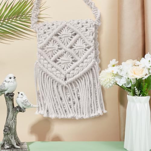 INFUNLY DIY Macrame Bag Kit for Adults Beginners Girls Macrame Cord Set with Tassels Bohemian Handmade Knotting Handbag Kit with Video and Instruction Crochet Bag Kit for Women Holiday Beach Decor - Image 7