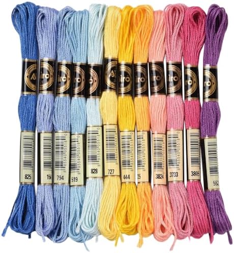 12 Skeins 105 Yards Variegated Rainbow Embroidery Floss for Craft by CABODYALS