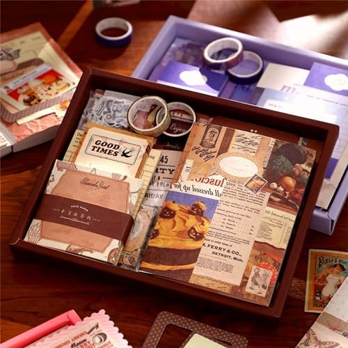 LCLAIDYDY 348 PCS Vintage Scrapbook Kit with A6 Grid Notebook, Bullet Junk Journals, DIY Gift Aesthetic Journaling Supplies for Teen Girl Women - Image 4