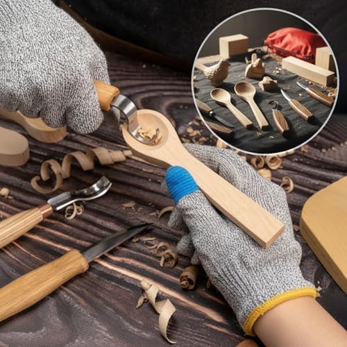 Therwen 27 Pcs Wood Carving Kit, 5 Pcs Wood Carving Tools with Storage Bag, Whittling Kit with 18Pcs Whittling Blocks and 4 pre Shaped Spoon Blanks and Drawstring Carry Bag for Crafts Beginners - Image 4