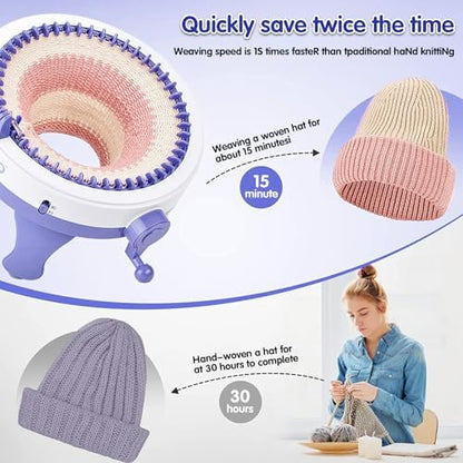 Knitting Machine,SENTRO 48 Needles Knitting Machines with Row Counter, Smart Weaving Round Loom,Double Knit Loom Machine Kit,DIY Knit Scarf Hat Sock - Image 3