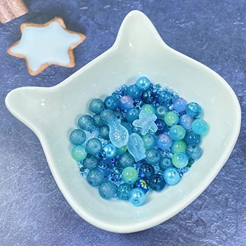 Assorted Glass Resin Beads Multi Size Colors Smooth Cracked Gravel Millet Spacer Beads for Bracelets Necklace Earring DIY Jewelry Making Craft(Starry Sky Blue Series) - Image 2