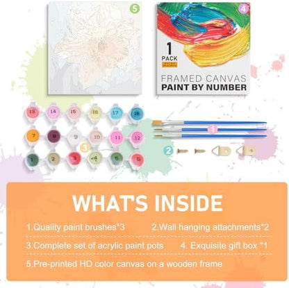 Offito Framed Paint by Numbers Kit for Adults Beginners, Flowers - Image 6