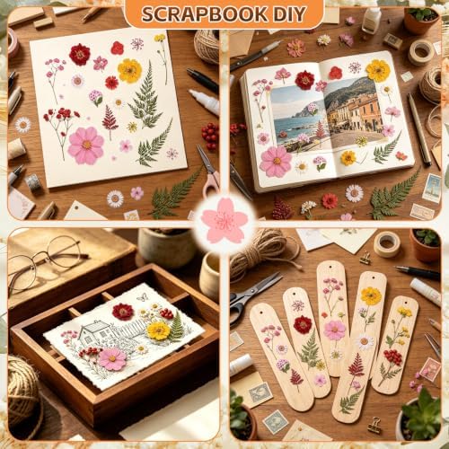 Dried Pressed Flowers for Resin Crafts, Real Dried Flowers and Leaves Kit for Resin Jewelry Molds, Candle & Soap Making, Scrapbooking DIY, Nail Art (Pink, Red) - Image 4