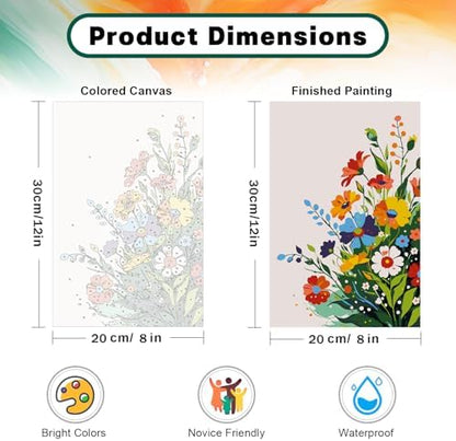 Possoco Framed Paint by Numbers Kit for Adults Beginner & Kids, Flowers Easy Adult Paint by Number Kits on Canvas, DIY Colorful Acrylic Number Painting for Adults for Home Decor Gift 8x12 Inch - Image 3