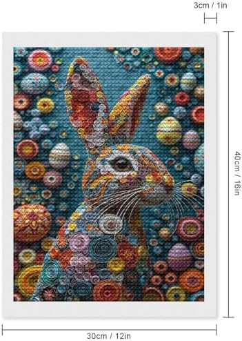 Easter Rabbit in Eggs Diamond Drawing Art Kit for Adults Psychedelic Paper Quilling DIY Diamond Art Painting for Beginners Full Drill Round Gem Art Painting for Crafts Home Wall Decor - Image 2