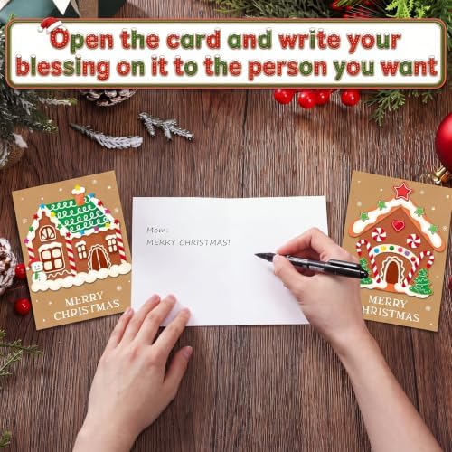 Dispowreath 24 Pcs DIY Christmas Card Making Kits with Envelopes DIY Christmas Craft Make Your Own Gingerbread House Greeting Card Making Supplies for Holiday Xmas Party Decoration Favor - Image 5