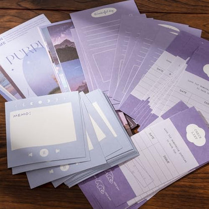 JOYCHOIC 348 Pcs Scrapbook Kit, Moonlight Junk Journal Supplies, Purple Journaling and Scrapbooking Materials, Large Aesthetic Collection for Women, Stationery DIY Arts Craft, Adults Daily - Image 5