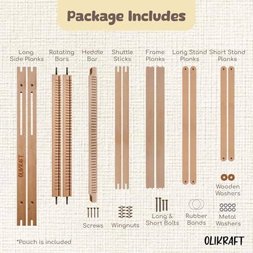 Olikraft Wooden Weaving Loom, Adjustable Stand (Extra Large) - Image 3