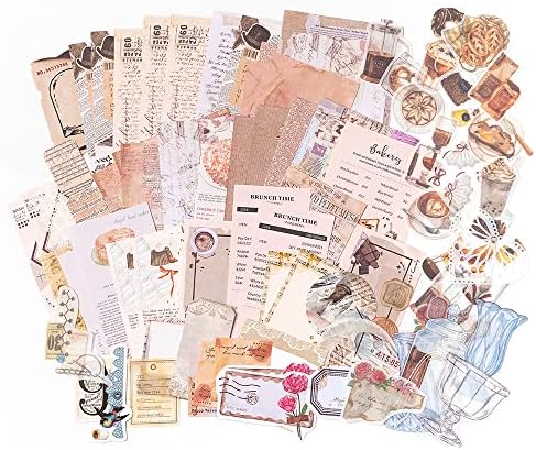 Aldieco 260pcs Vintage Scrapbooking Stickers Pack, DIY Retro Journaling Supplies Stickers kit,Scrapbook Paper Accessories,Coffee Scrap Book Washi Paper Stickers(nuanjushouji) by Alideco