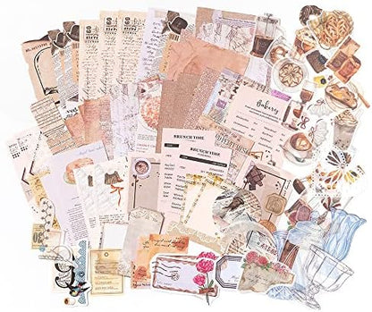 Aldieco 260pcs Vintage Scrapbooking Stickers Pack, DIY Retro Journaling Supplies Stickers kit,Scrapbook Paper Accessories,Coffee Scrap Book Washi Paper Stickers(nuanjushouji) by Alideco
