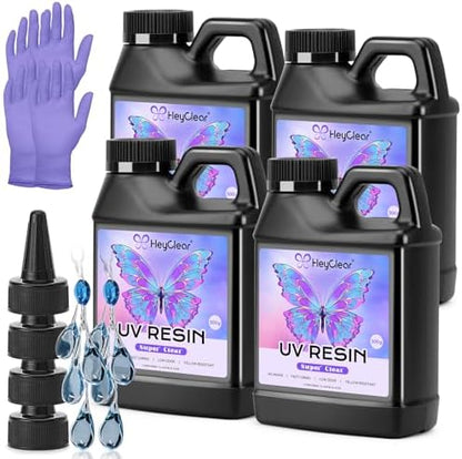 HeyClear 2000g UV Resin Bulk Fast Curing Large UV Epoxy Glue for DIY Crafts by HeyClearResin