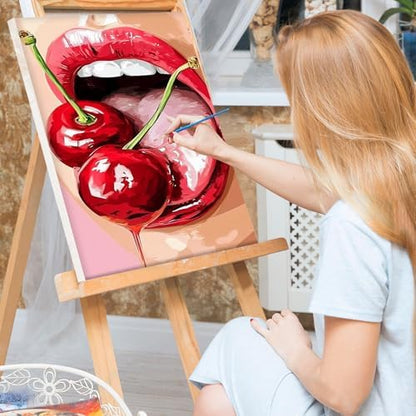 Bowetile Framed Red Lips Paint by Numbers for Adults, 8x12in - Image 3