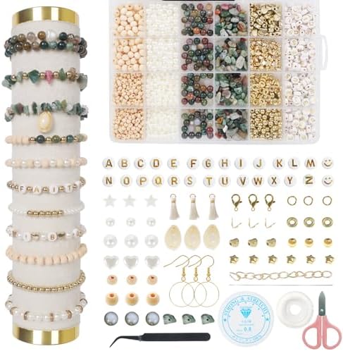 Jewelry Making Supplies Kit, Bracelet Making Kit, Natural Stone Beads by TOIPINIO