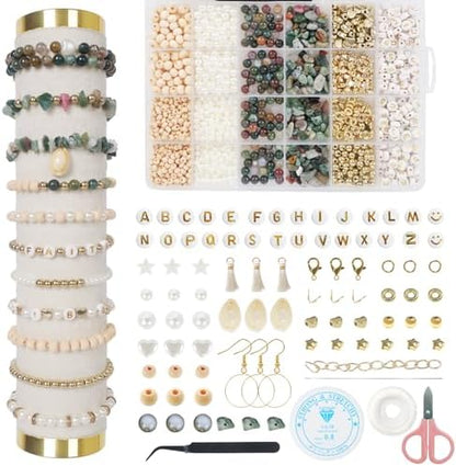 Jewelry Making Supplies Kit, Bracelet Making Kit, Natural Stone Beads by TOIPINIO