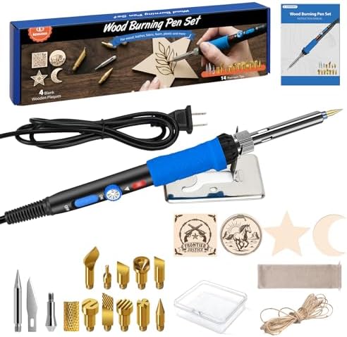 Wood Burning Kit, 23pcs Wood Burning Pen Adjustable Temperature 200-450°C by KKERNOWO