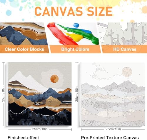 Framed Paint by Numbers Kit for Adults Beginners, Abstract Landscapes - Image 3