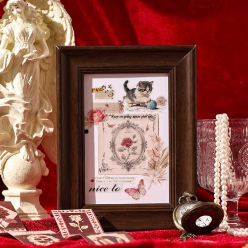 Diuhofart Crimson Rose Scrapbooking Supplies Kit, 128 Pcs Junk Journal Set - Image 6